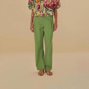 FARM RIO Green Pleat Pants